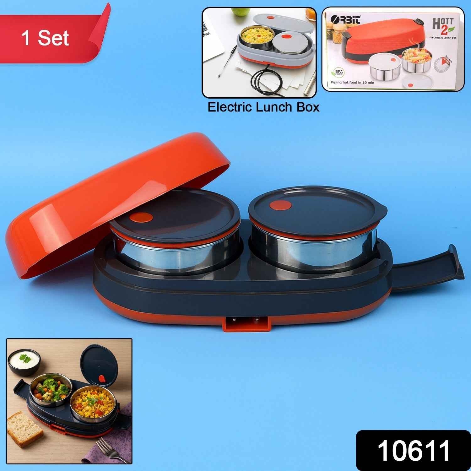 Electric Lunch Box – Dual Stainless Steel Containers for Hot Meals