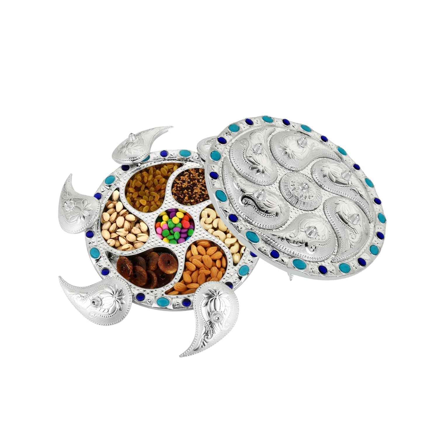 Rotating Dry Fruit Tray – 7-Compartment Snack Server | Lunchie Bunchie