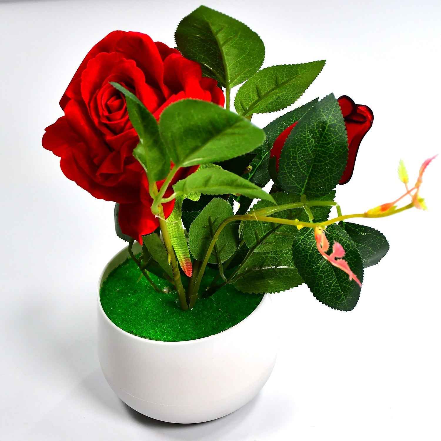 Stylish artificial rose plant serving as a charming home office gift.