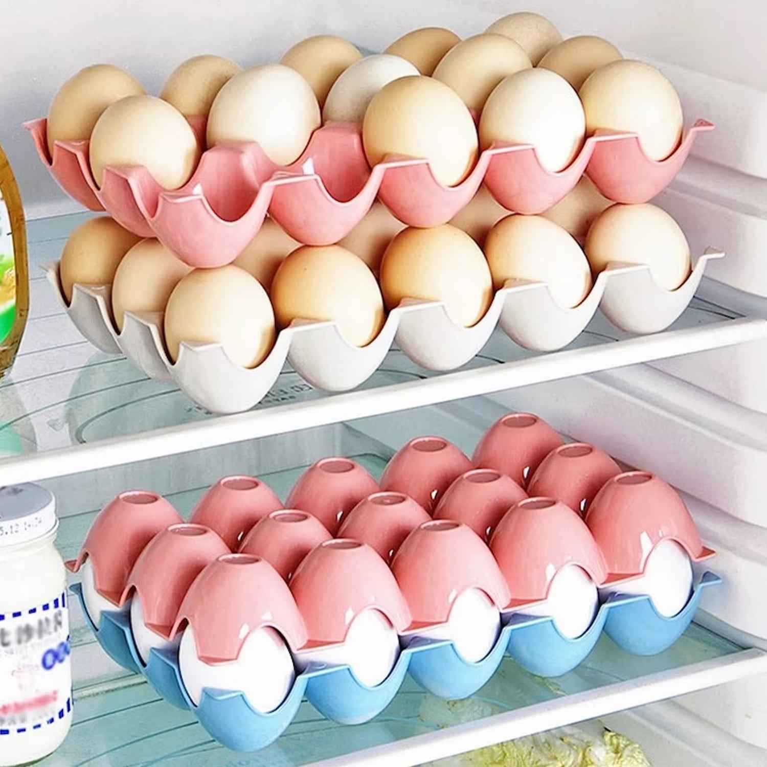 15 Egg Storage Tray – Stackable Refrigerator Organizer | Organivo