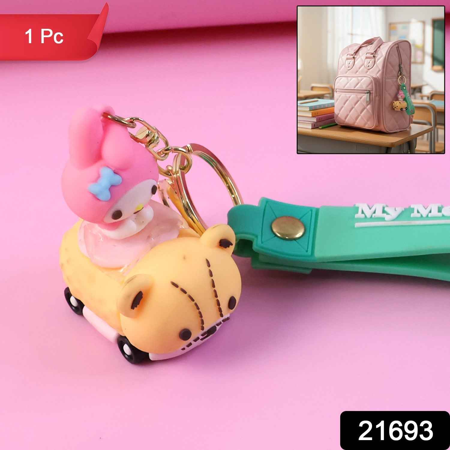 Cartoon Character Keychain – Cute Silicone Strap with Mini Toy Charm