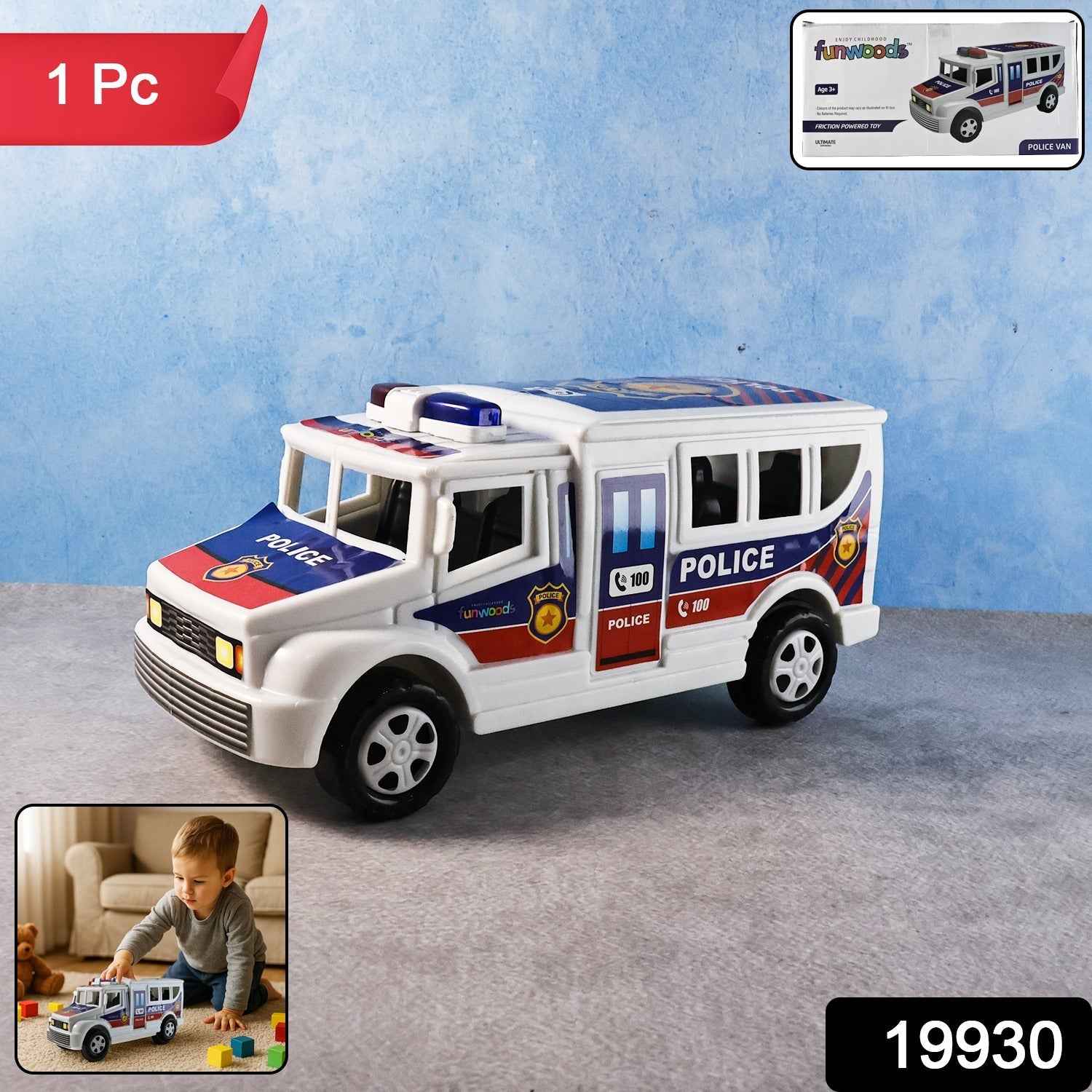 Police Van Toy – Friction Powered Realistic Kids Vehicle