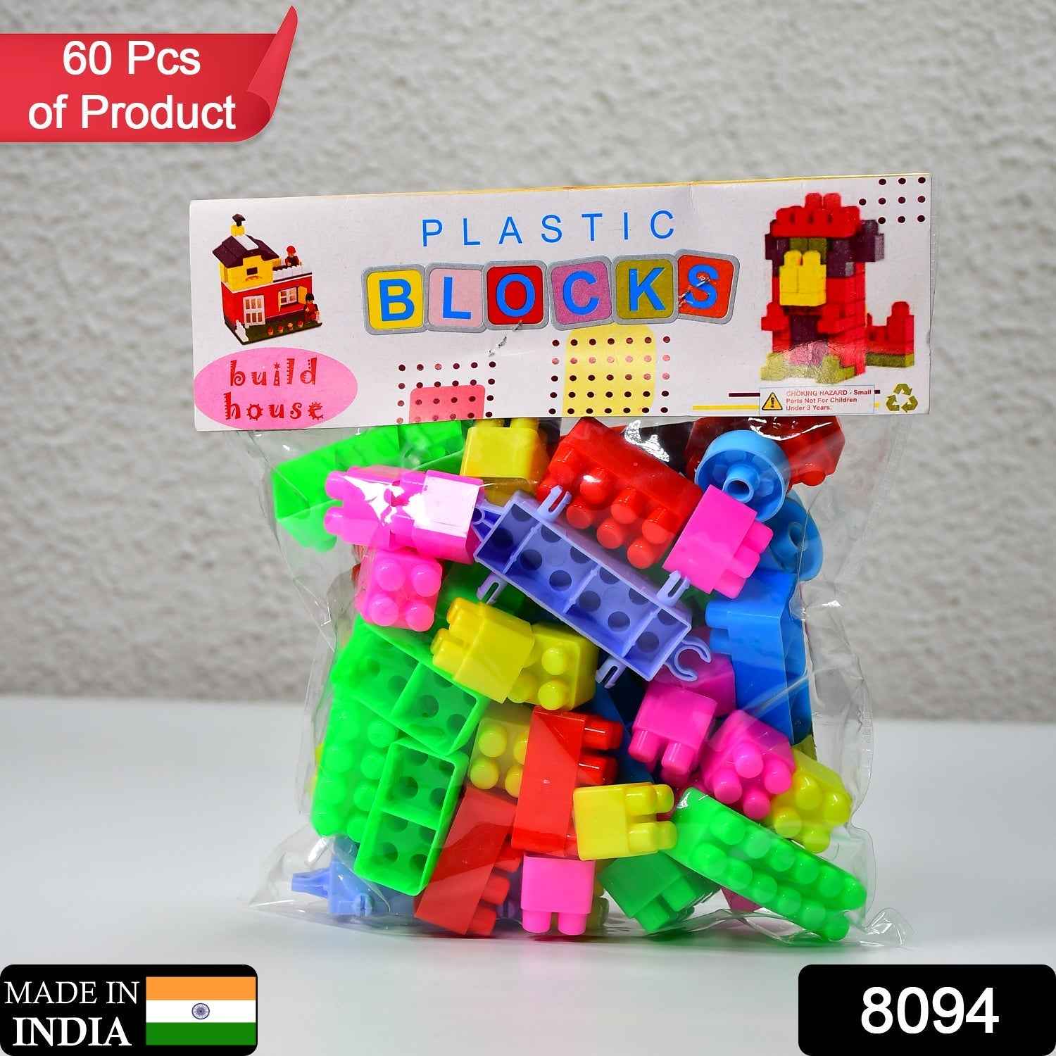 Kids' Block Set – 60 Pcs Multicolor Learning Bricks | Little Blocks