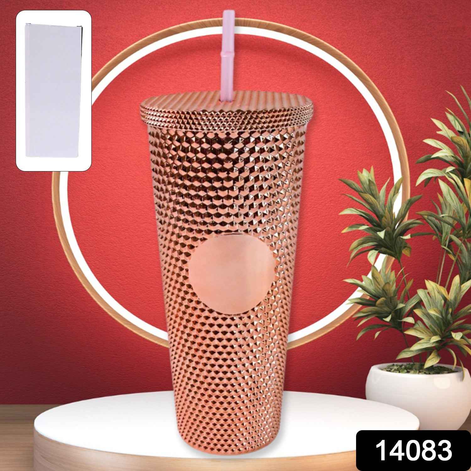 Studded Tumbler – Double Walled Cold Cup with Straw Lid