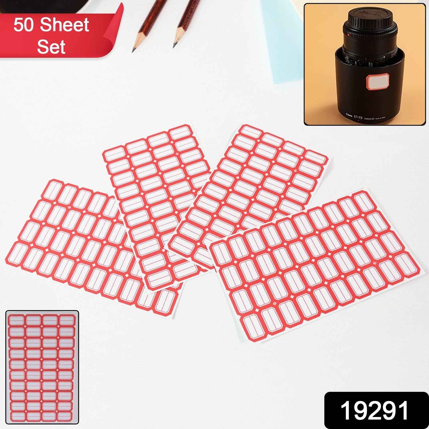 Red Border Label Stickers – Writable, Self-Adhesive 50 Sheets
