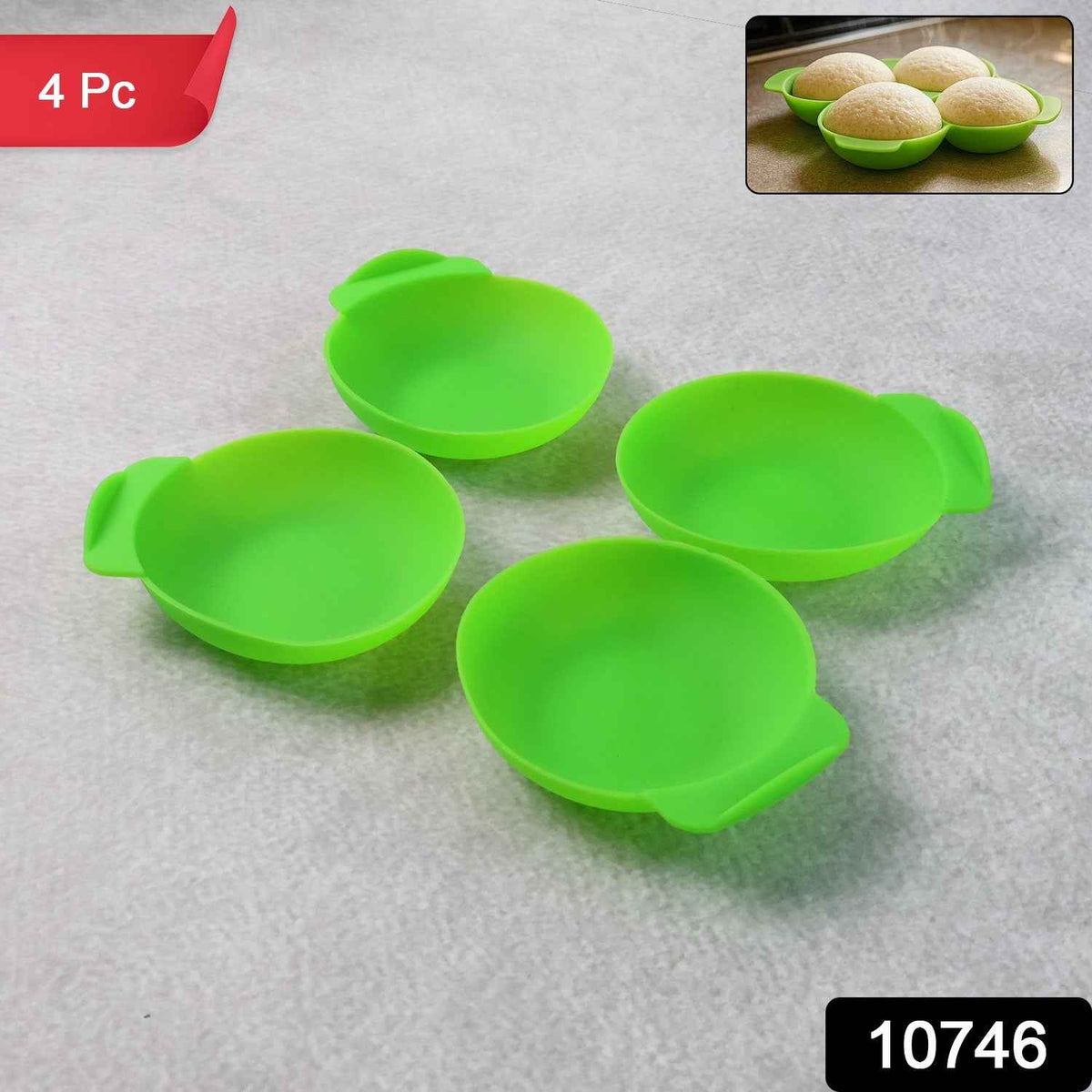 Silicone Idli Maker Cups – Non-Stick Food-Grade Moulds (4 Pcs)