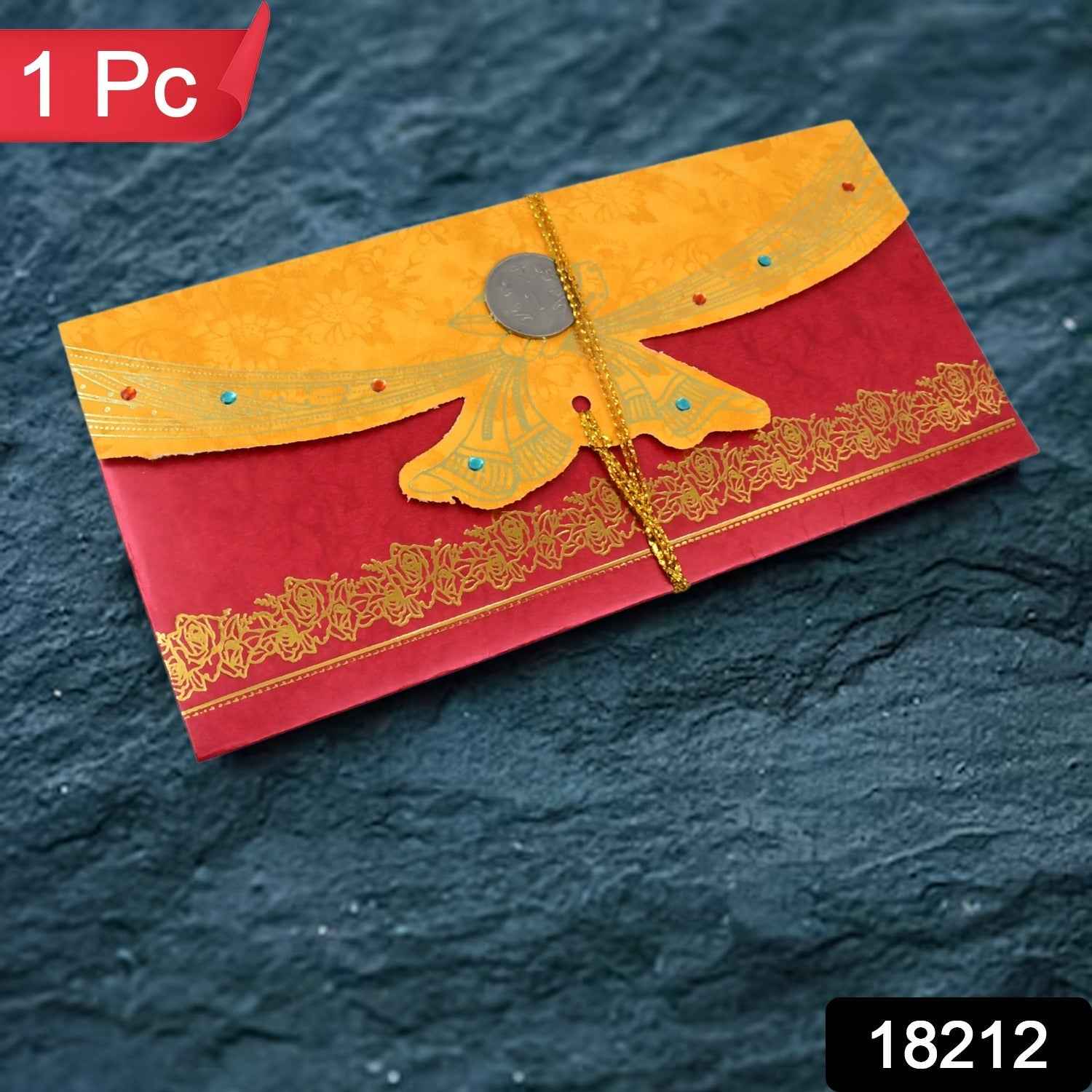 Close-up of a premium multicolour cash gift cover with intricate traditional Indian design.