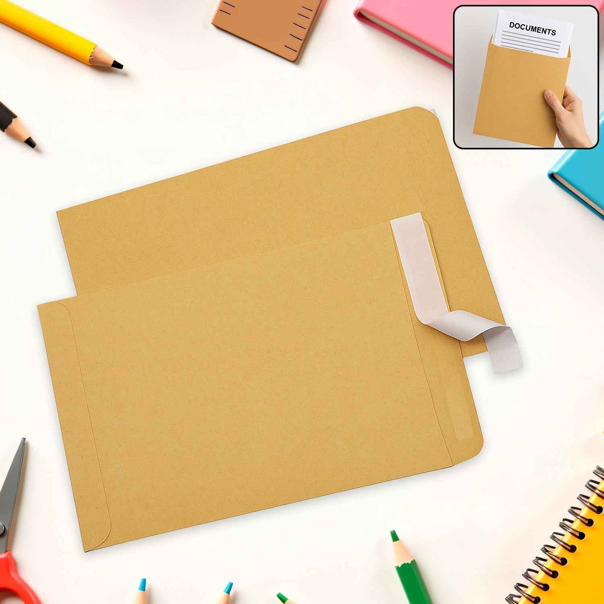 Brown Kraft Envelopes – Self-Seal for Invitations & Office | Craftily