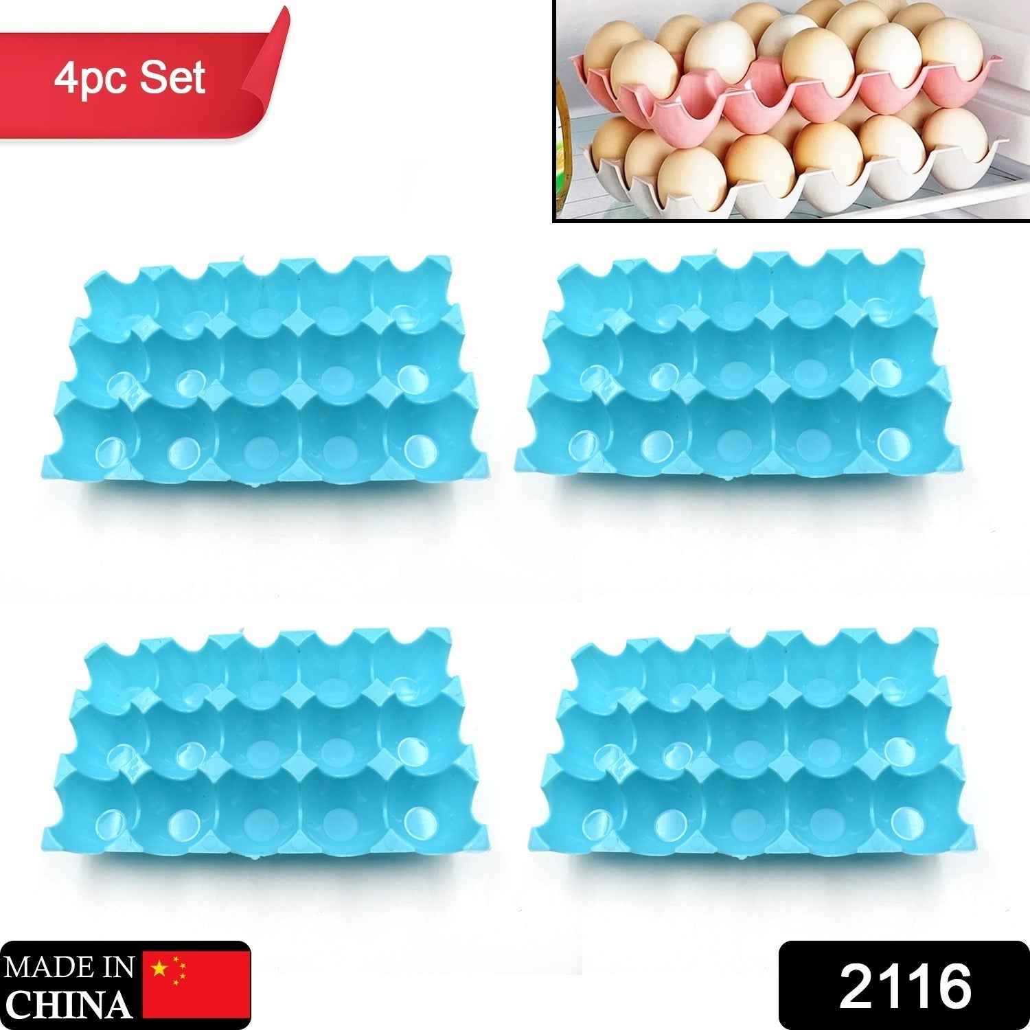 Plastic Egg Trays – 15-Cavity Stackable Storage (4 Pc) | Organivo