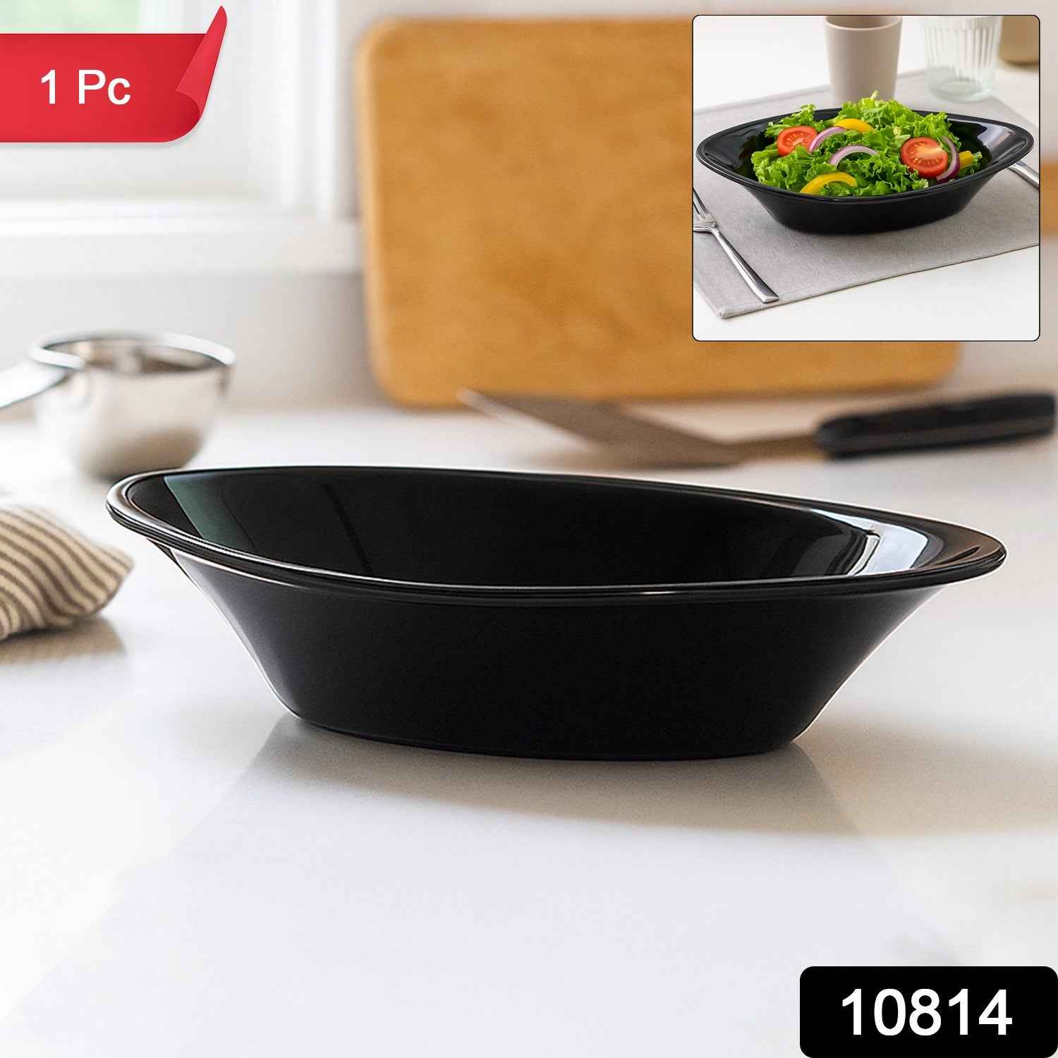 Black Plastic Marin Serving Bowl – Oval Deep and Durable