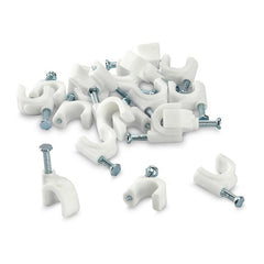 Close-up of a full pack of 100 GlimmerHome 6MM cable clips.