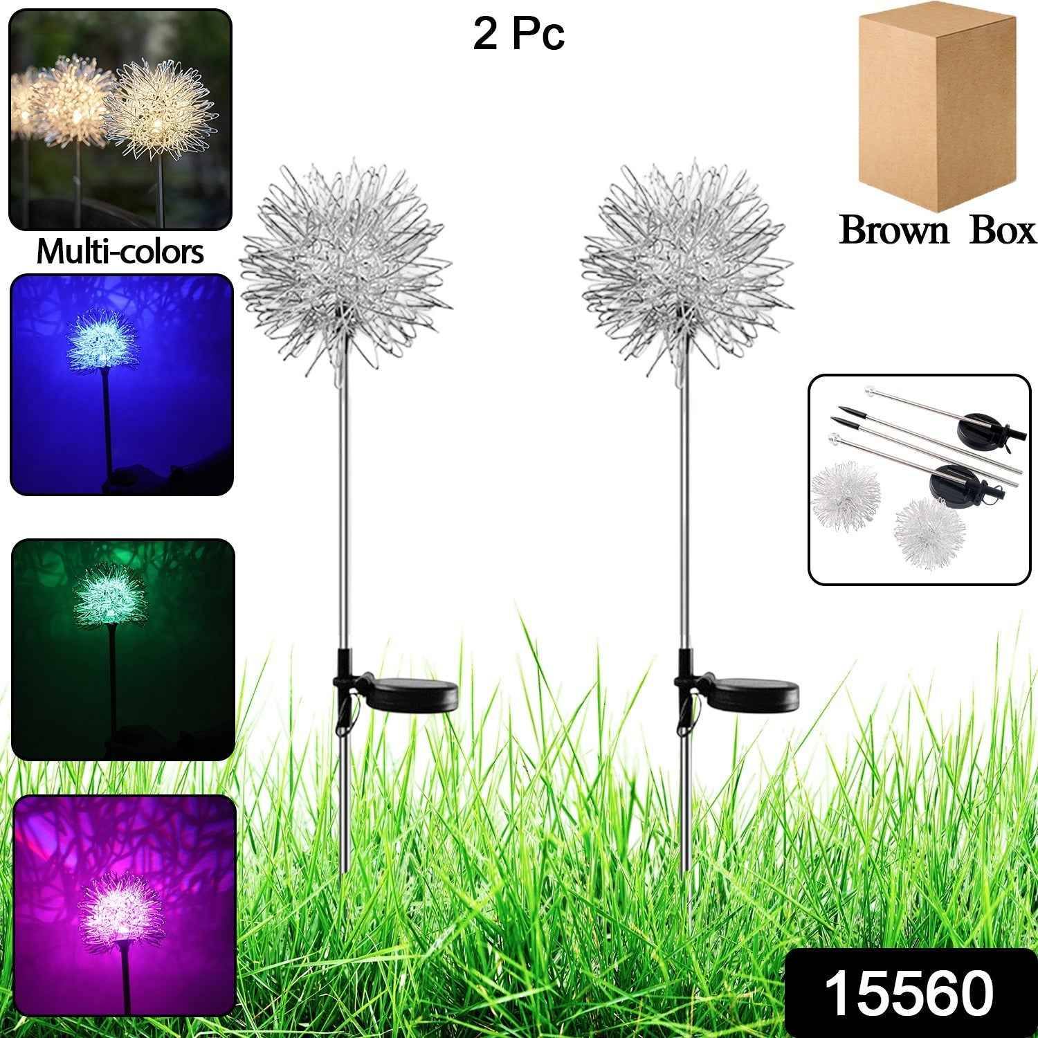 Solar Powered Dandelion Garden Lights – 2 Pc Multicolor LEDs