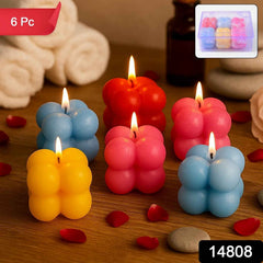 Bubble Cube Candles – Multicolor Hand-Poured Wax Set of 6