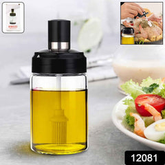 Glass Oil Dispenser Bottle with Silicone Basting Brush – Precise 250ml