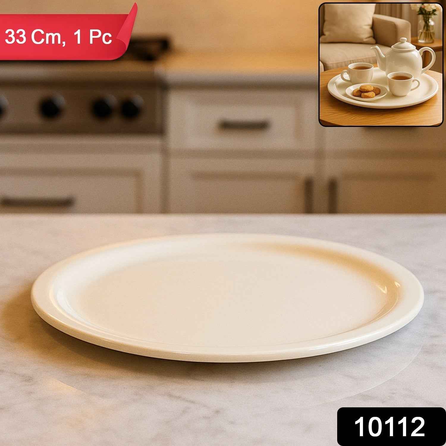 Large Round Serving Plate – Durable Multi-Purpose Tray 33cm