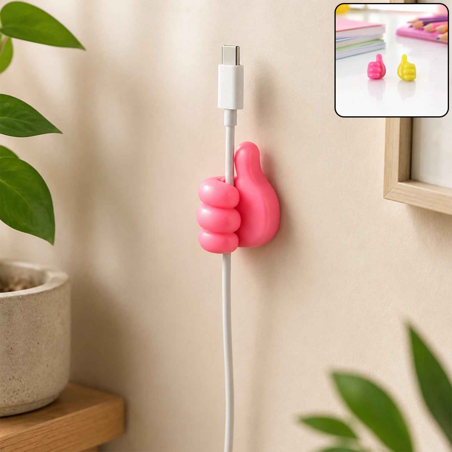 Cable Wire Holder Ð Cute Thumbs-Up Self-Adhesive Design for Easy Organising