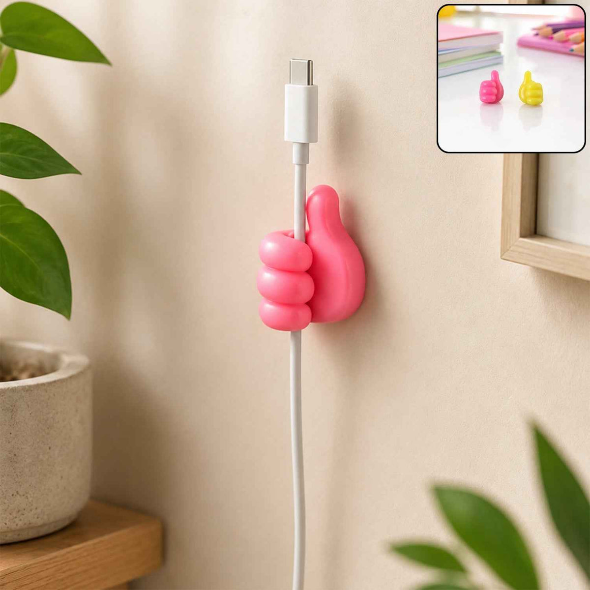 Cable Wire Holder Ð Cute Thumbs-Up Self-Adhesive Design for Easy Organising