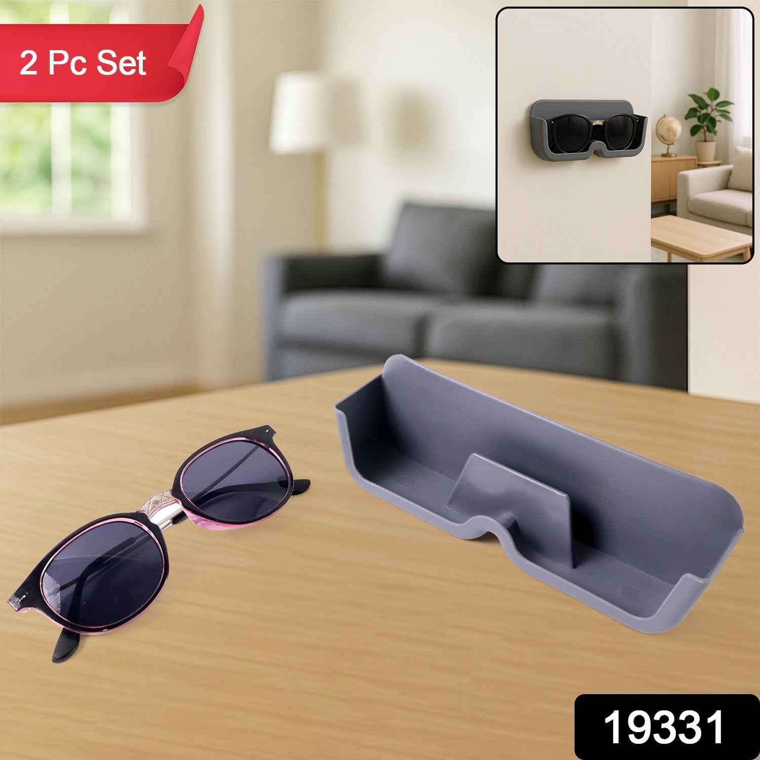 Sunglasses Holder with Sunglasses – Stylish Wall-Mount Combo Set