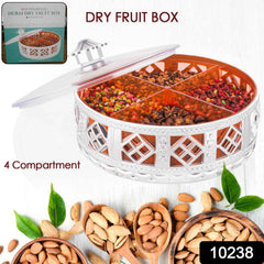 Silver Dry Fruit Box – 4-Section Round Multipurpose Gift | Tidy Table