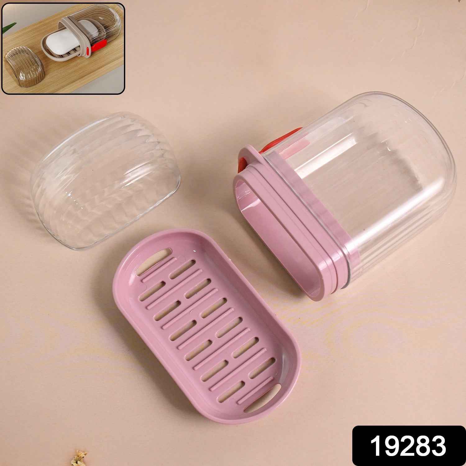 Plastic Soap Dish with Dust-Proof Lid & Drain Tray – Durable & Stylish