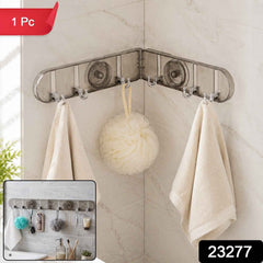 6 Hook Foldable Wall Rack with Suction Cup Mount for Bathroom Kitchen (1 Pc)