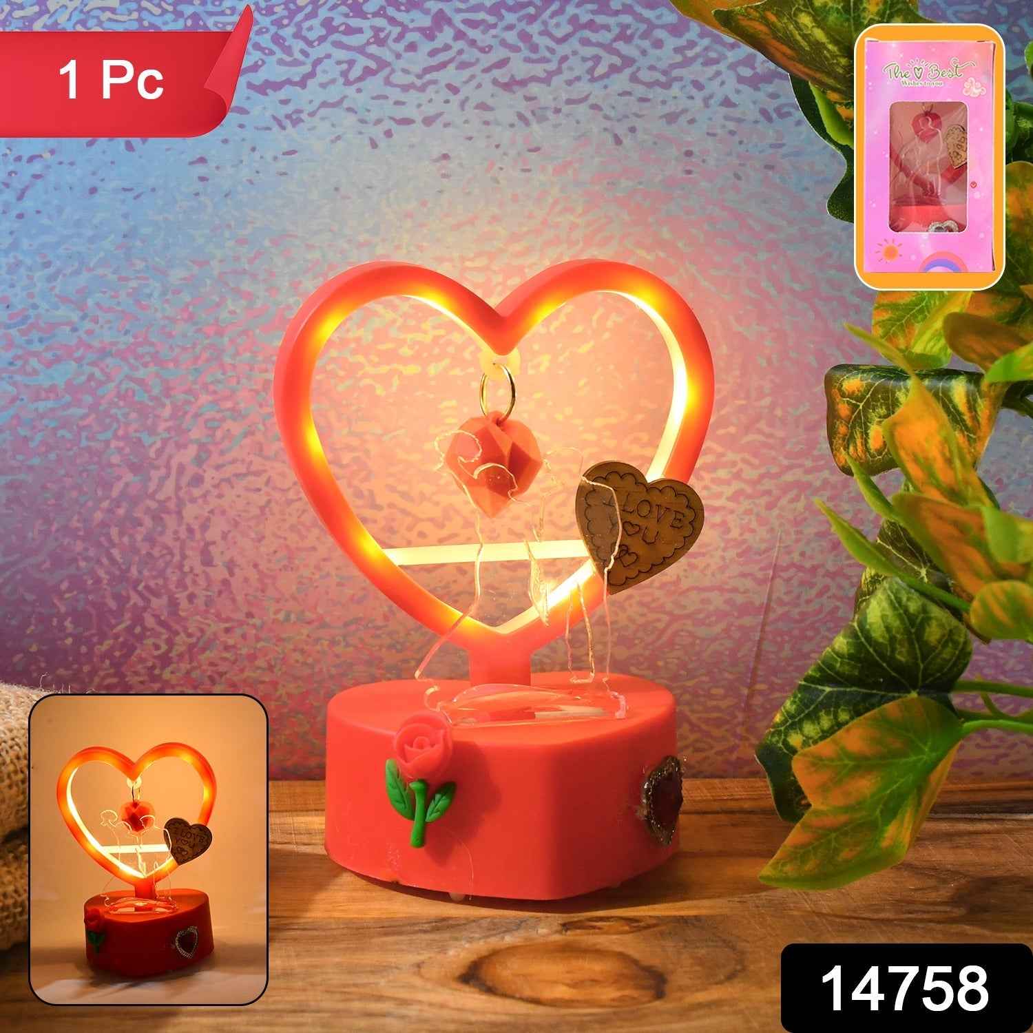 Romantic Heart-Shaped LED Light – Soft Glow Decorative Showpiece