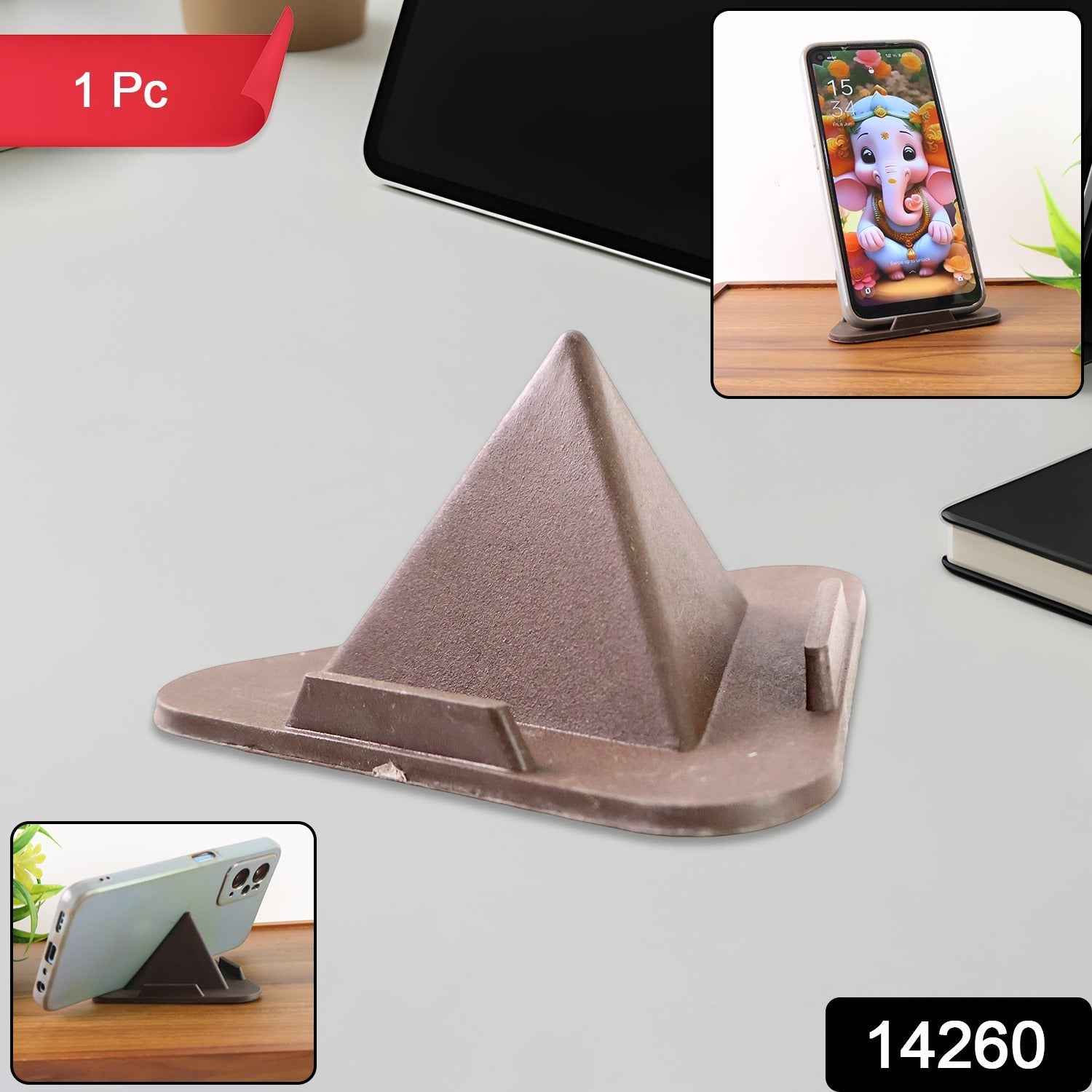 Pyramid Brown Mobile Stand – Adjustable 3-Angle Phone Holder