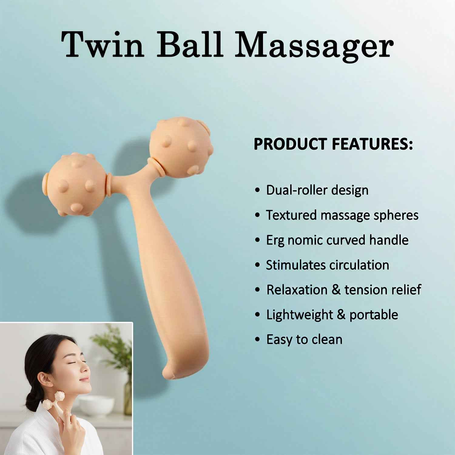 Facial and Body Massage Roller – Dual Ball Skin Toner