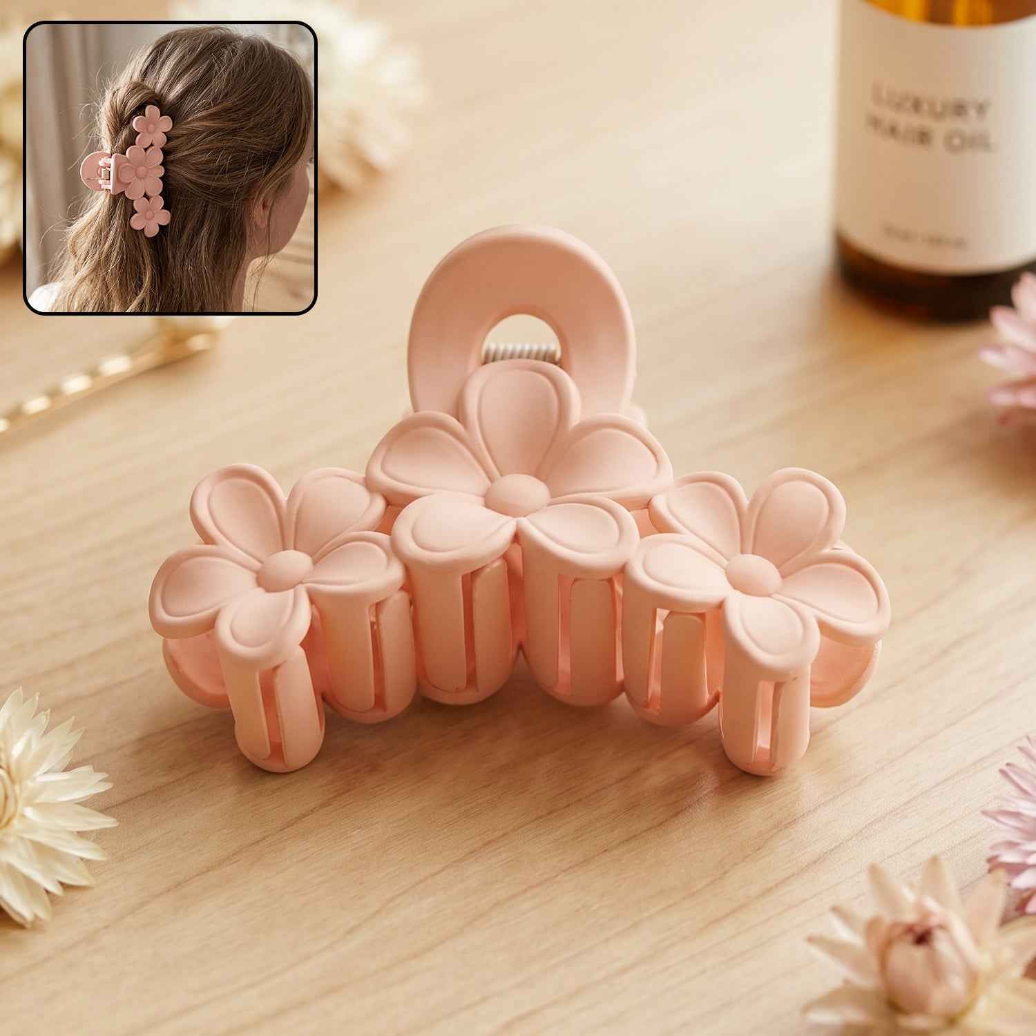 Large Plastic Hair Clip Ð Elegant Flower Design for Women