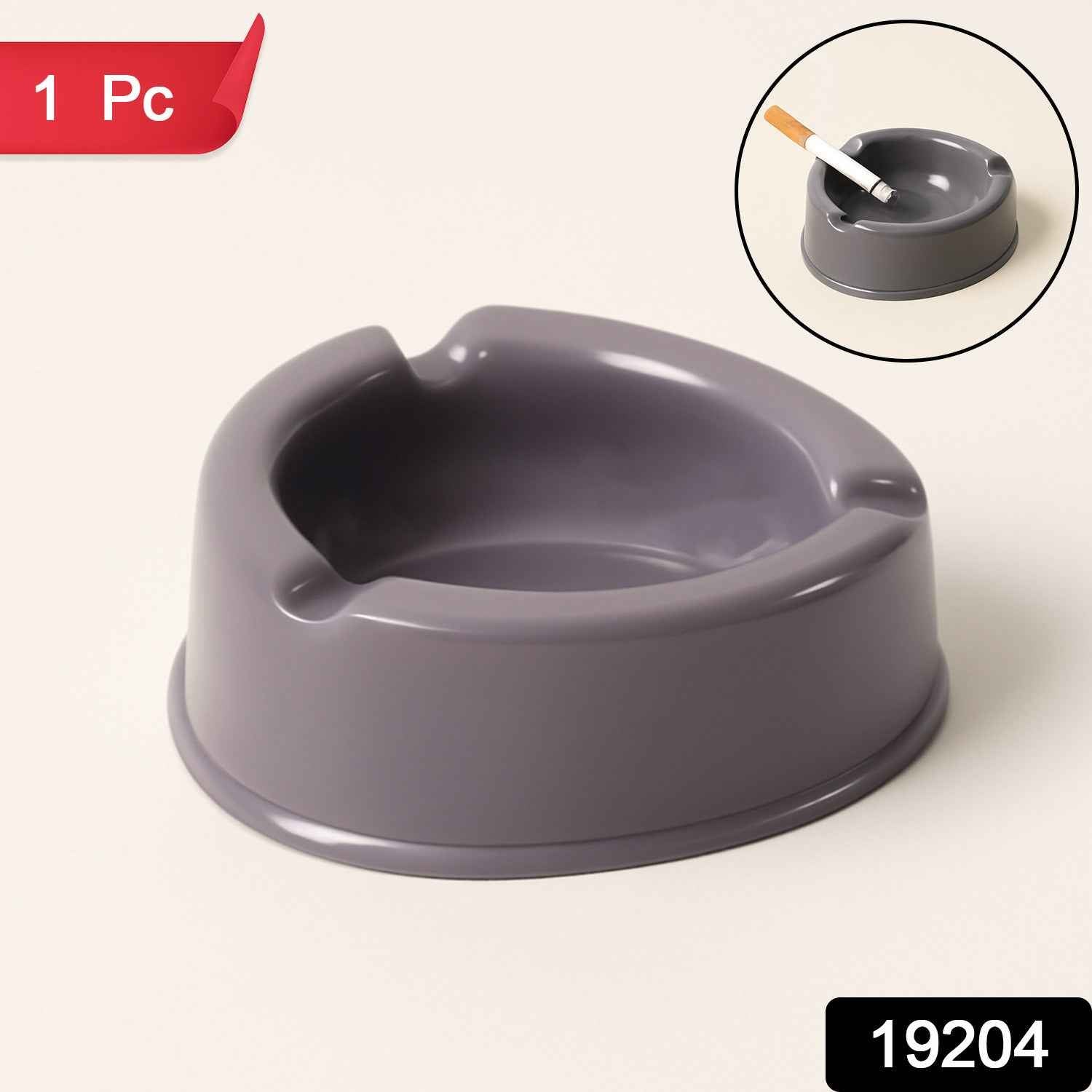Plastic Ashtray – Durable Grey with Triple Cigarette Slots