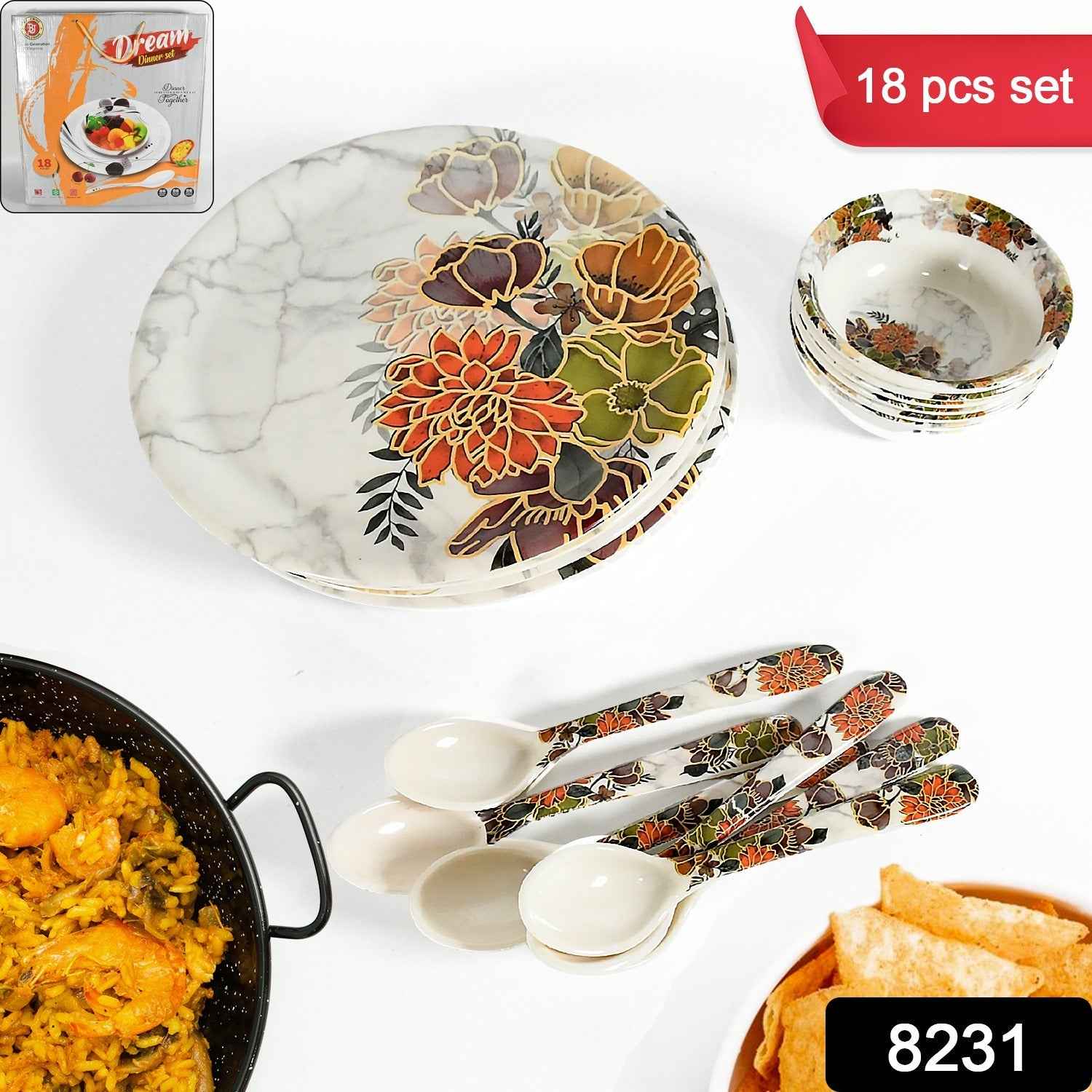 Plastic Dinner Set – 18-Piece Microwave & Dishwasher Safe | Jiaqi