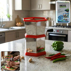 Chilli Cutter – Manual Hexa-Style Hand-Crank Vegetable Chopper