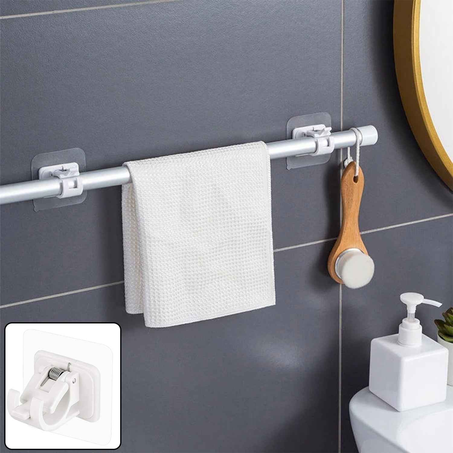 No-Drill Adhesive Towel Rod Holder – Multipurpose Wall Mount