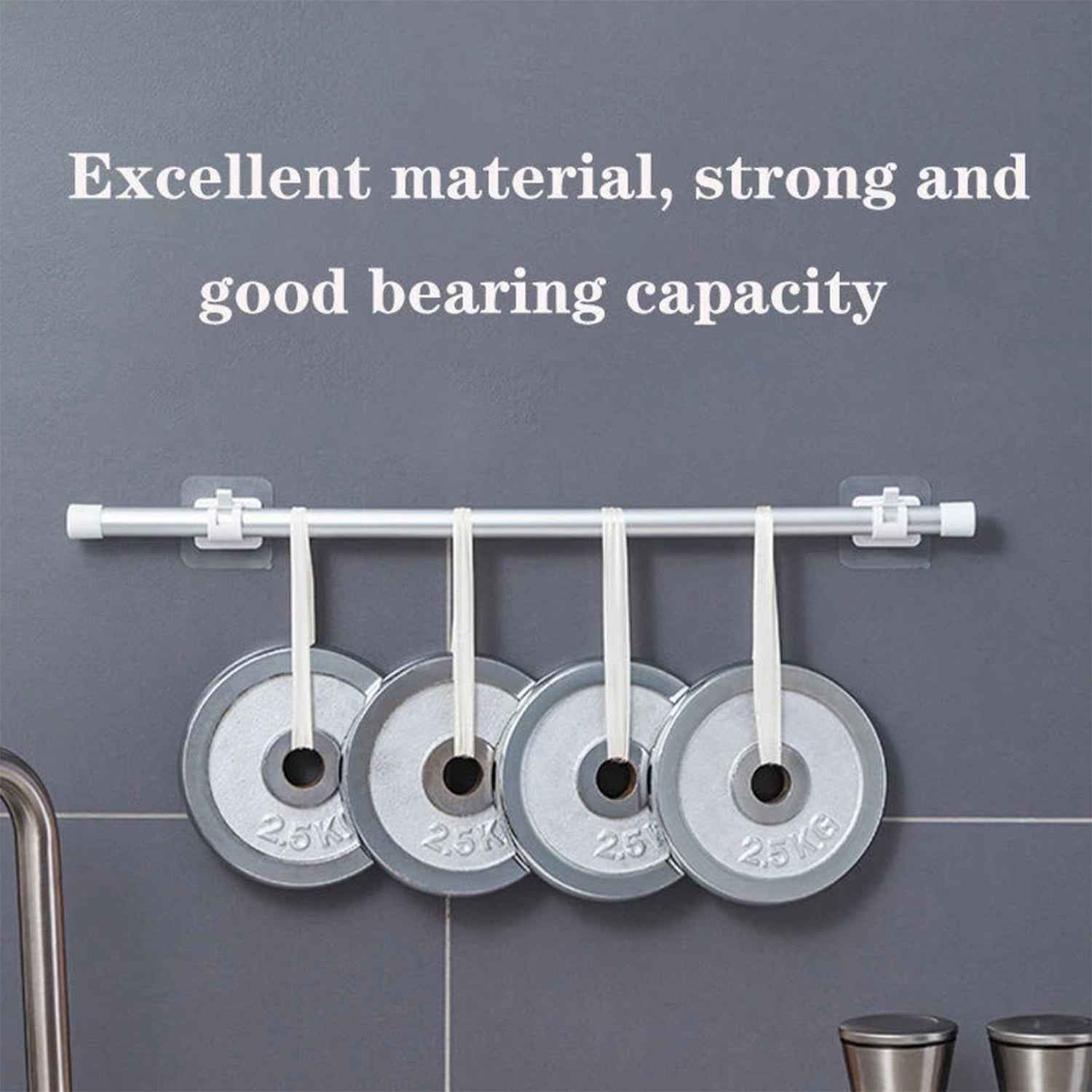 No-Drill Adhesive Towel Rod Holder – Multipurpose Wall Mount