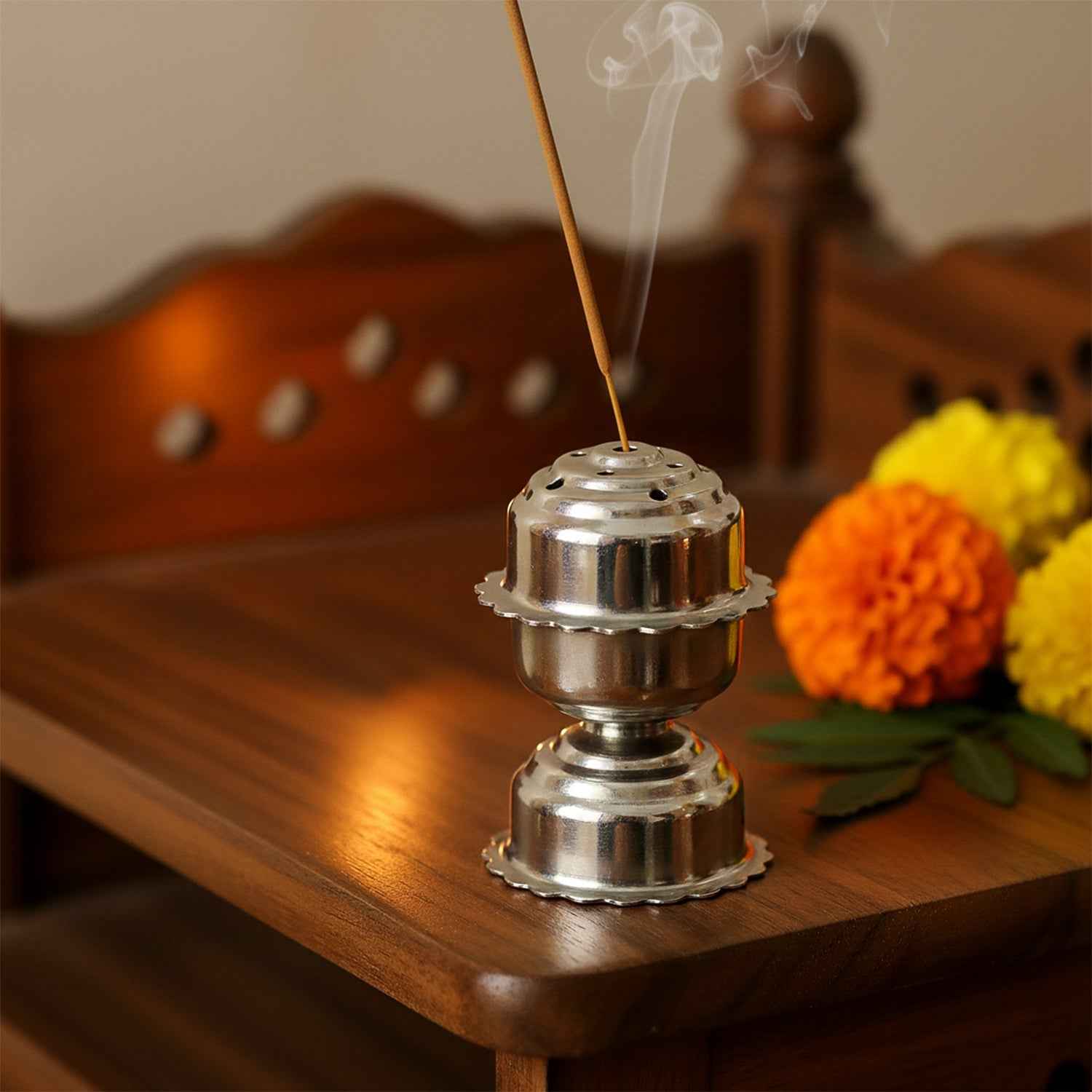 Stainless Steel Big Jasmine Agarbatti Stand – Multi-Stick Incense Holder
