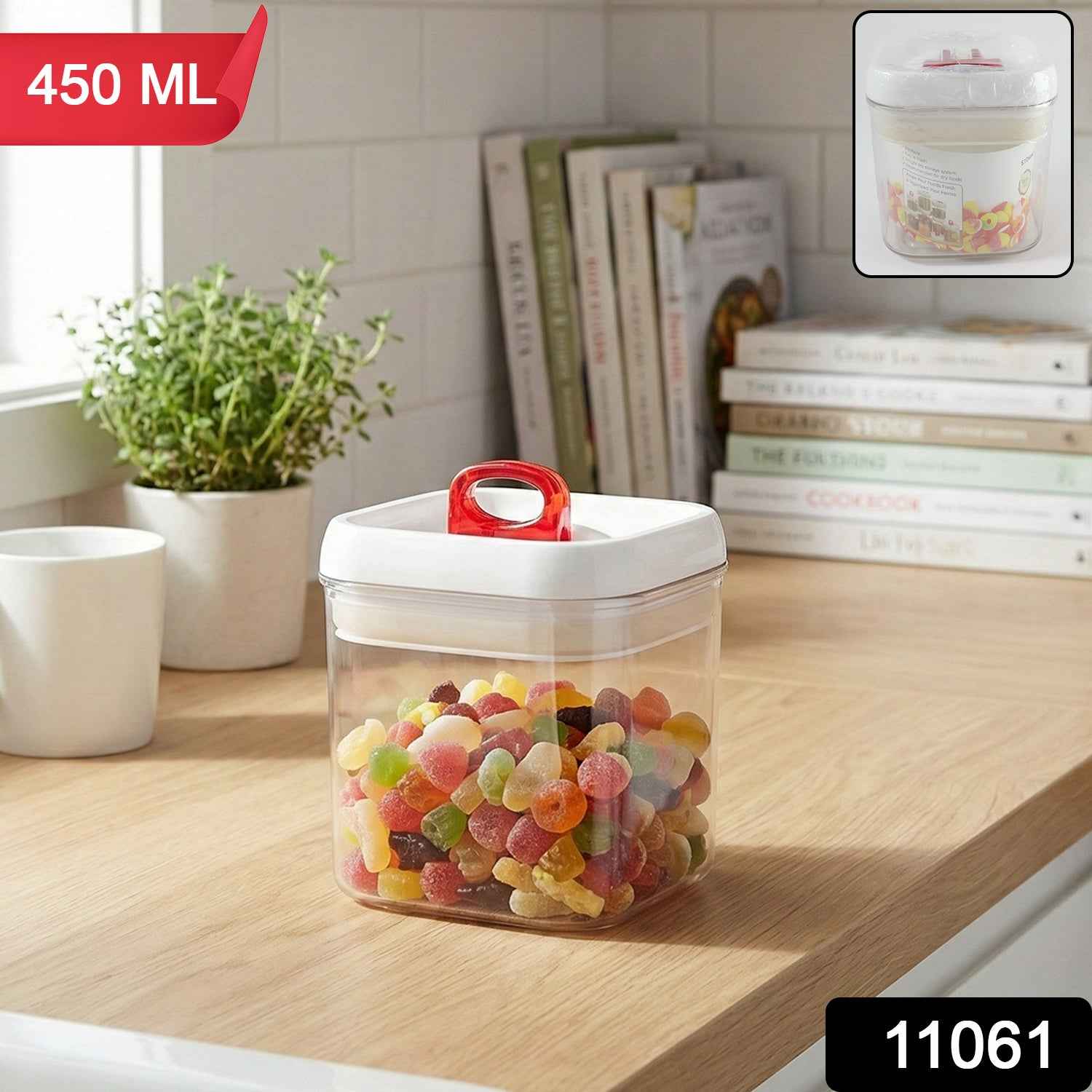 Airtight Storage Container – 450 ML Leak-Proof Red Lid
