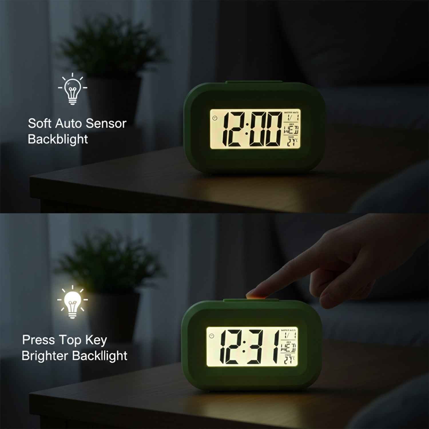 Digital Alarm Clock – Clear Display with Date & Temperature