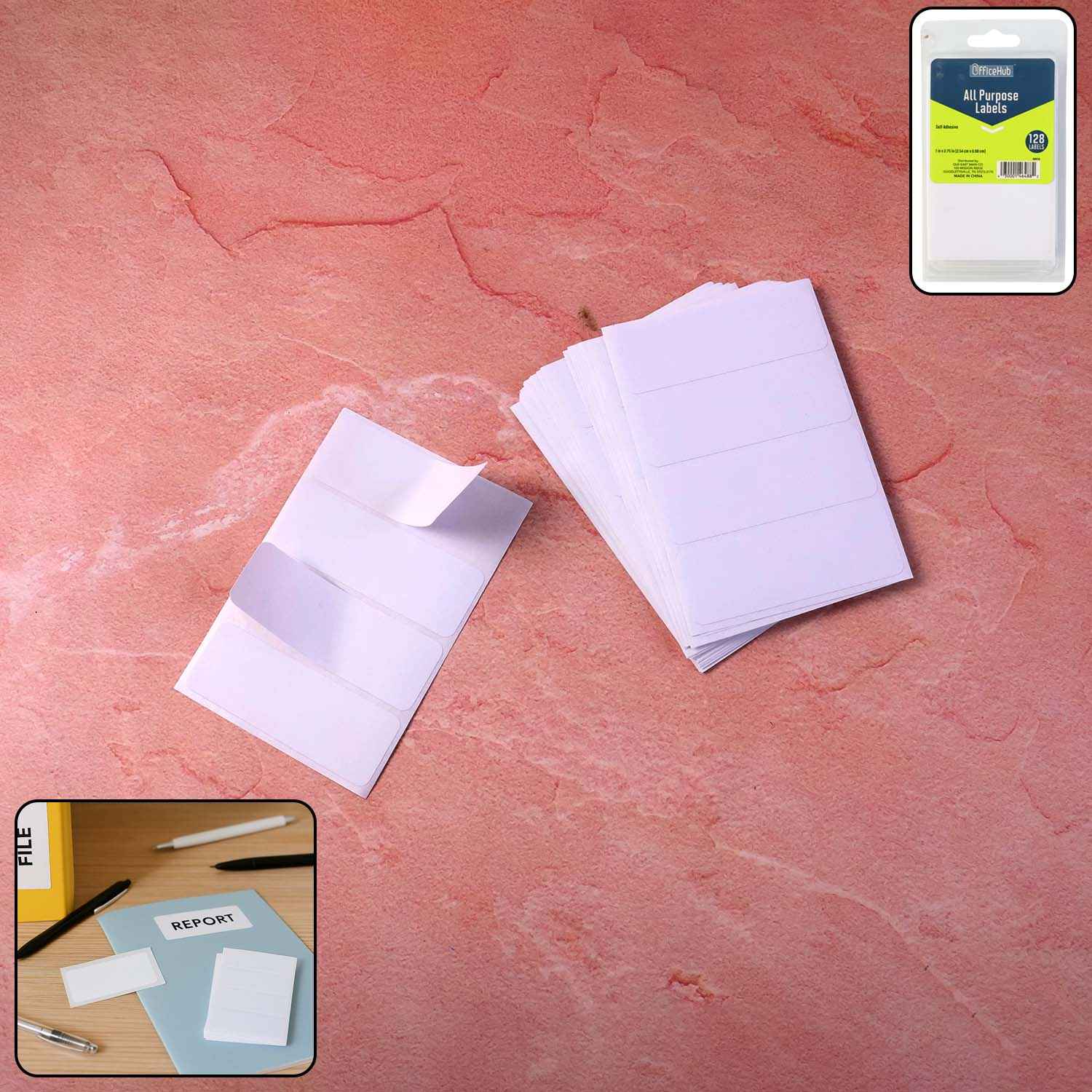 All Purpose Adhesive White Labels – 128 Durable Writable Stickers