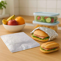 Aluminium Foil Cut Sheets 220×250 mm – Pre-Cut Food Wrap 50 Sheets