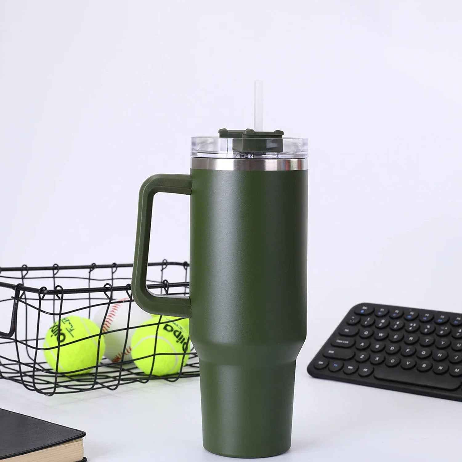 Insulated Travel Mug – 1200ML Large Capacity with Handle & Straw