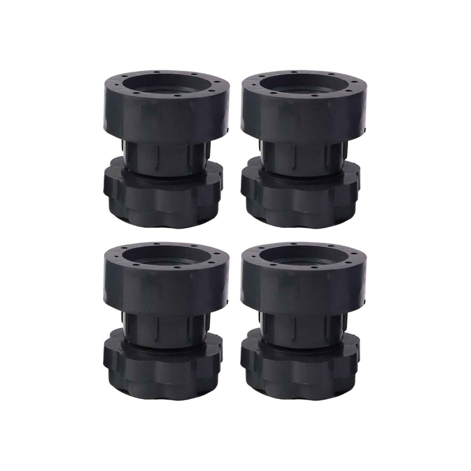 Adjustable height pads elevating heavy appliance to level surface