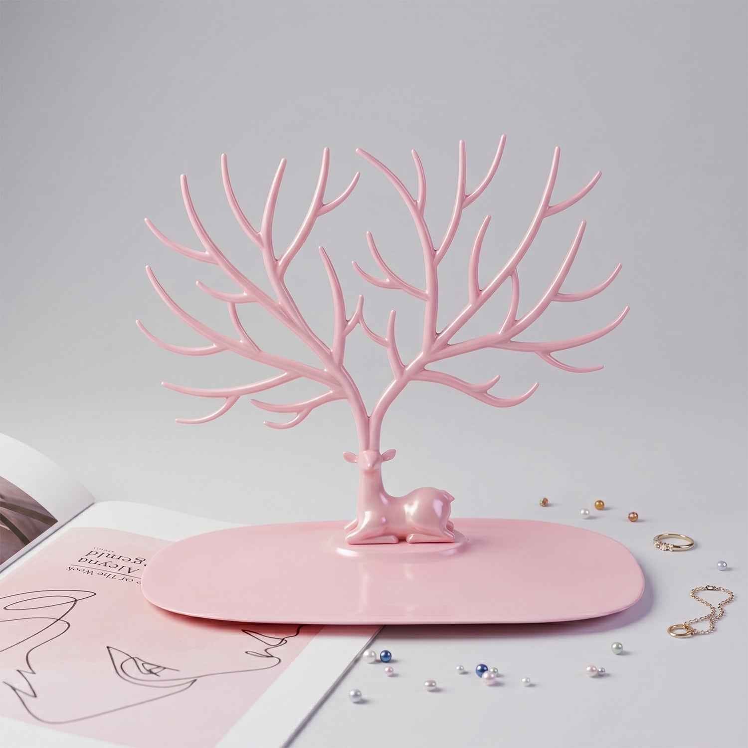 Jewelry Organizer Stand Ð Elegant Tree-Shaped Deer Design for Your Accessories