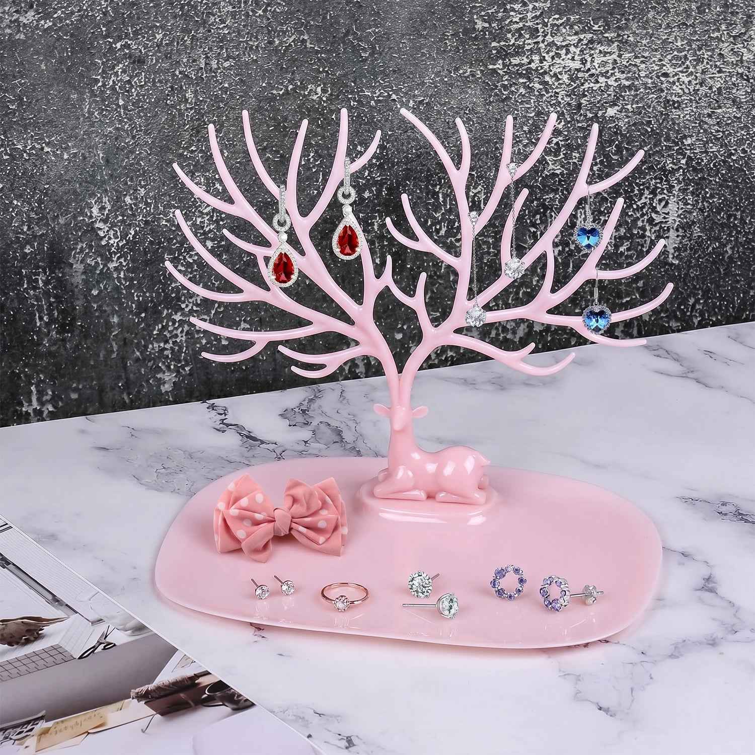 Jewelry Organizer Stand Ð Elegant Tree-Shaped Deer Design for Your Accessories