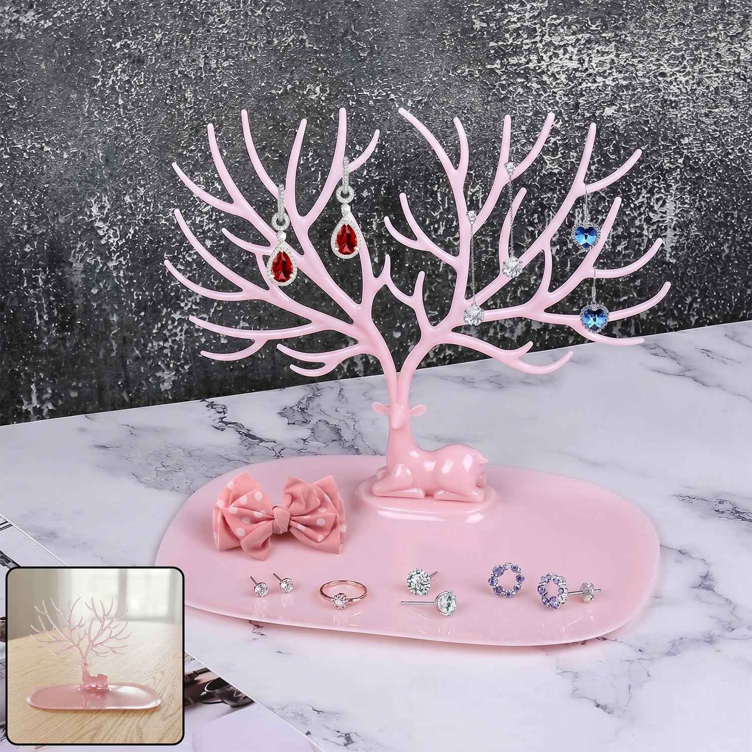 Jewelry Organizer Stand Ð Elegant Tree-Shaped Deer Design for Your Accessories