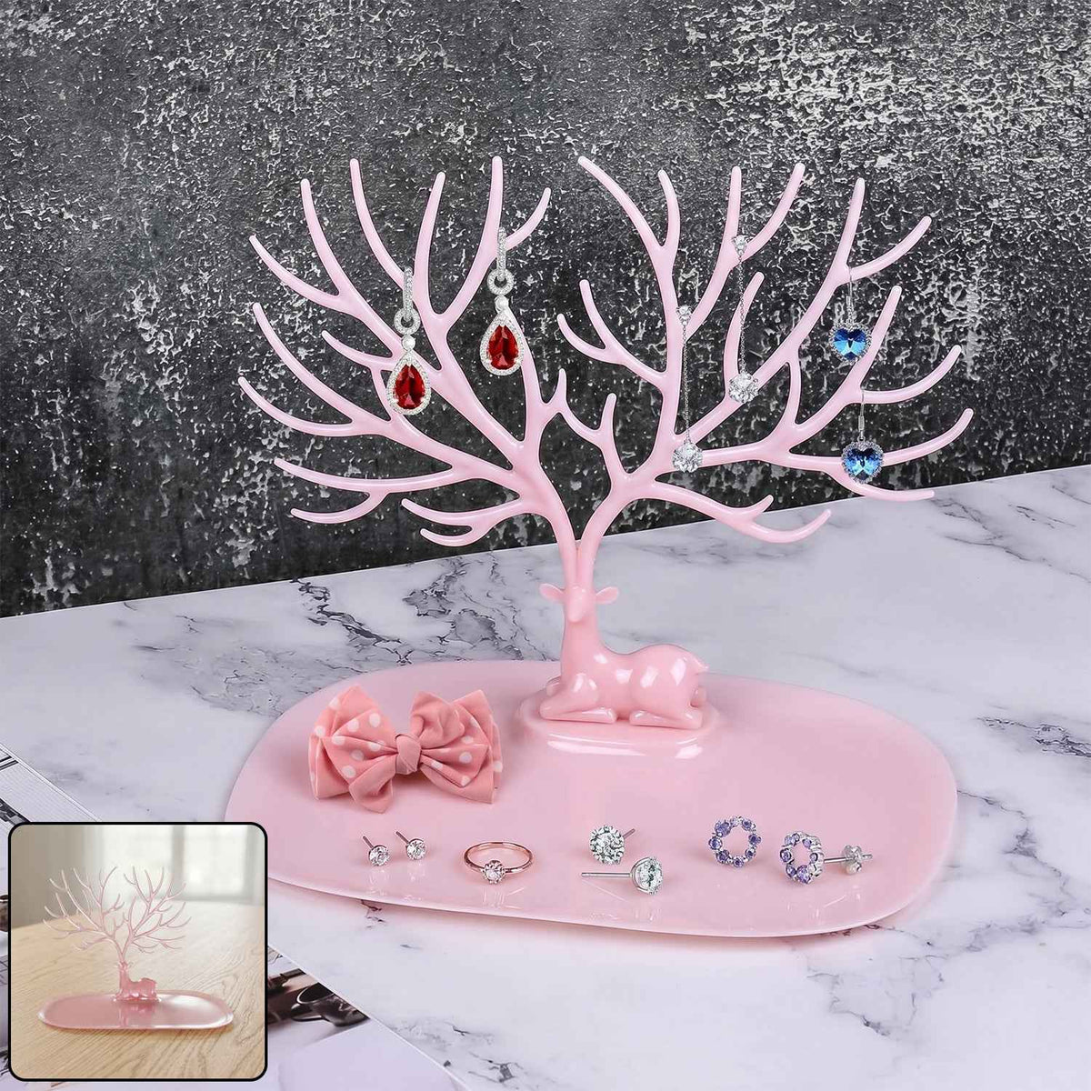 Jewelry Organizer Stand Ð Elegant Tree-Shaped Deer Design for Your Accessories