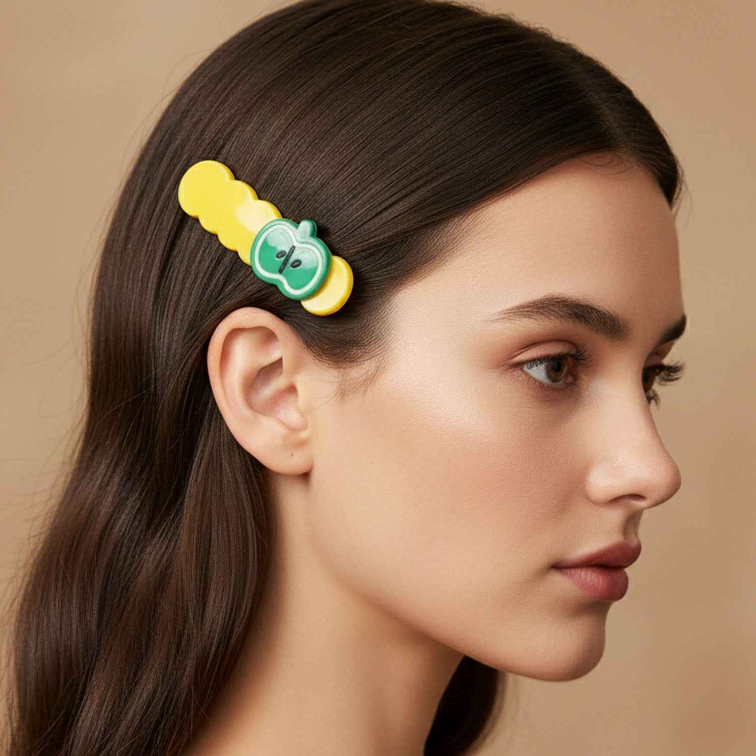 Apple Design Hair Clips – Colorful 4-Pc Set for Girls