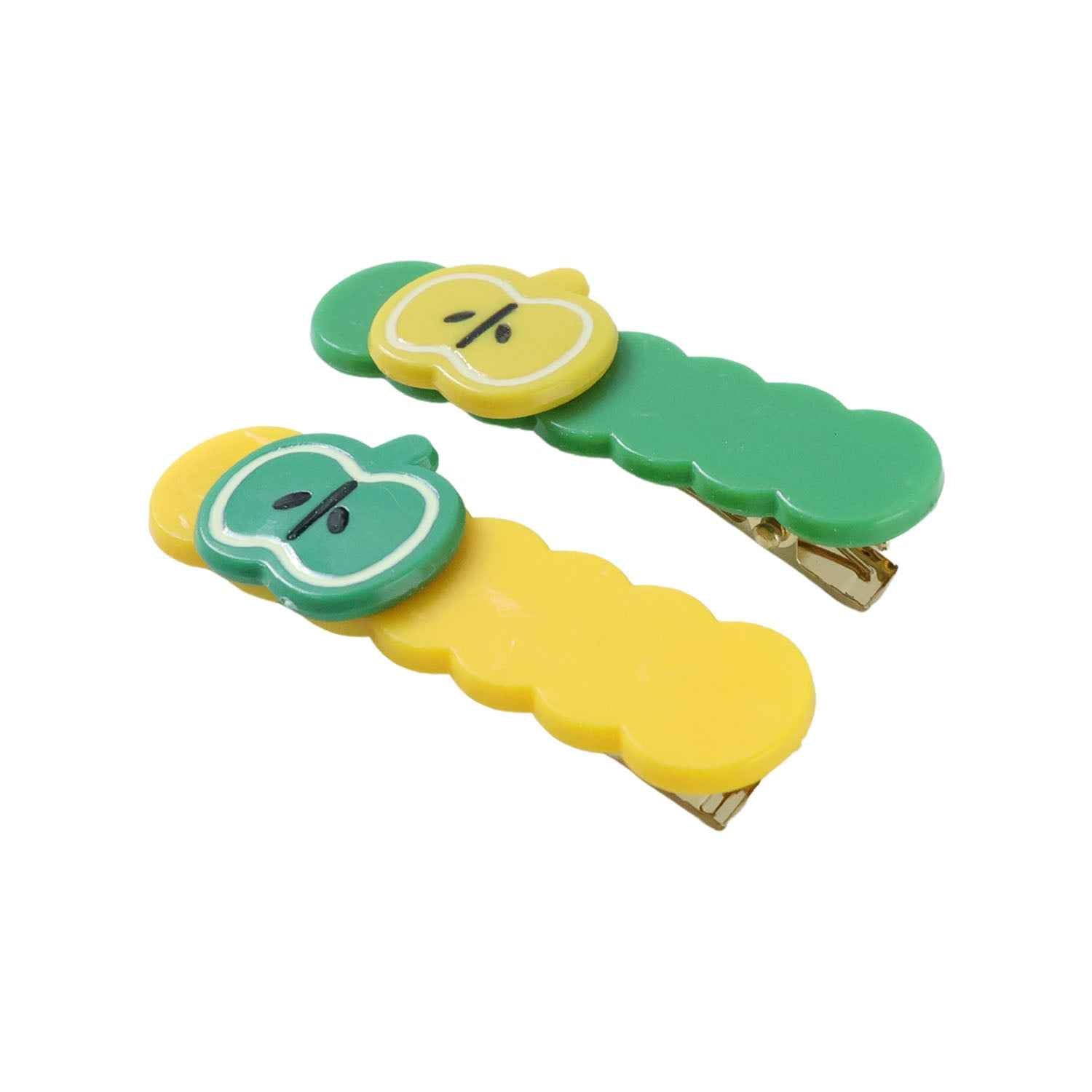 Apple Design Hair Clips – Colorful 4-Pc Set for Girls