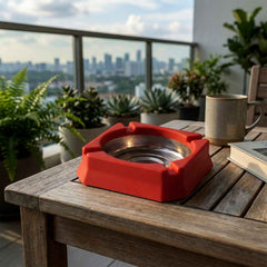 Heat-Resistant Ashtray – Stainless Steel Inner Bowl for Easy Cleaning