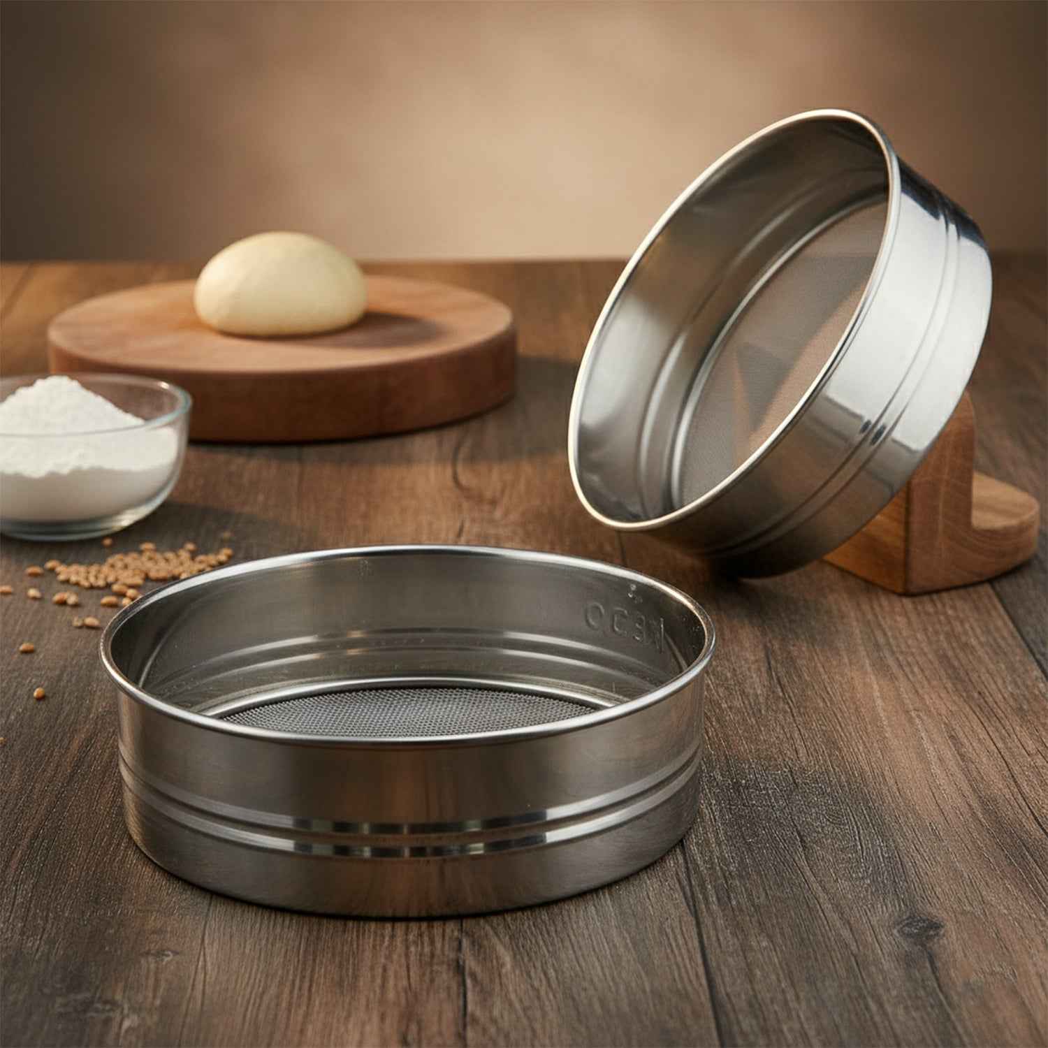 Stainless Steel Atta Chalni Sieve Set – Fine Mesh 2 Pc