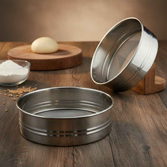 Stainless Steel Atta Chalni Sieve Set – Fine Mesh 2 Pc